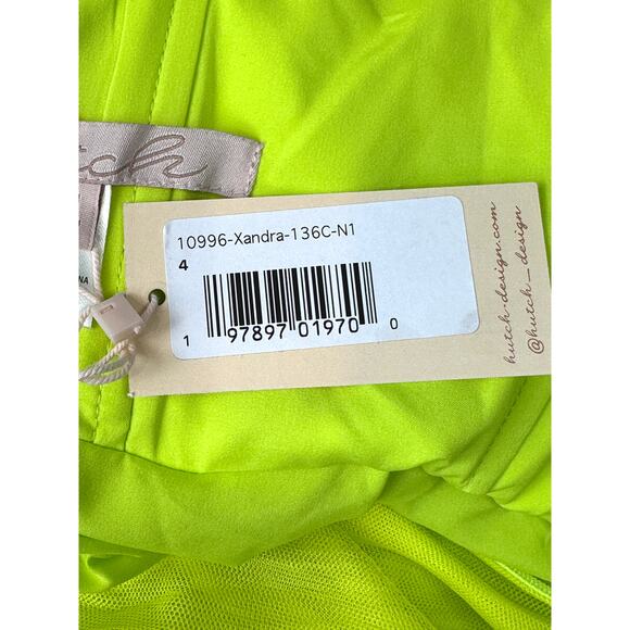 Hutch Pleated Strapless Tulle Mini dress  Bright Green Size 4 - Picture 12 of 13